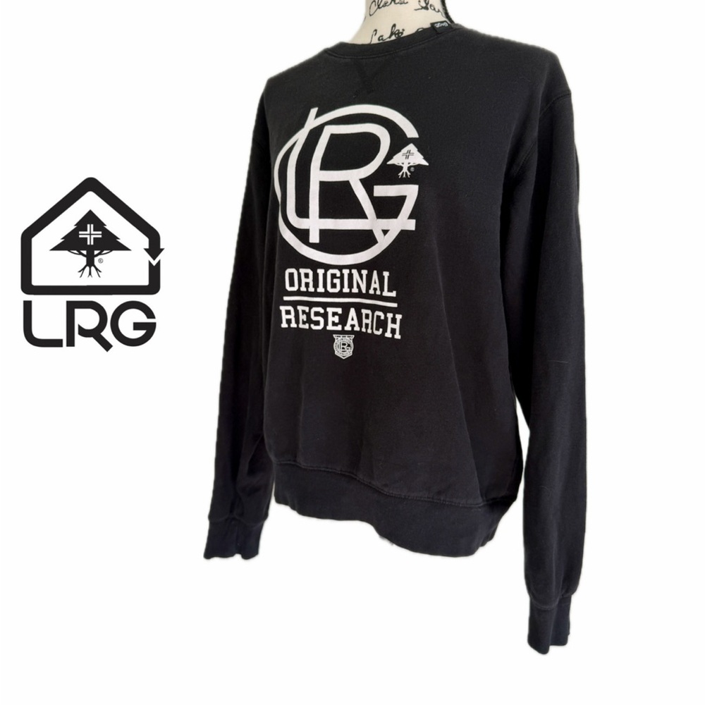 LRG Lifted Research Group Crewneck Sweatshirt Sz M Black/White Goth Cabin core